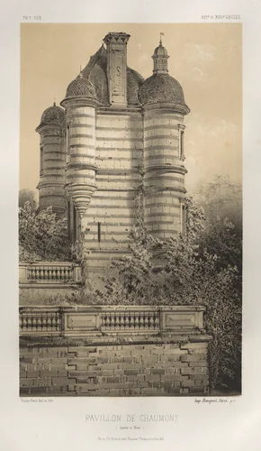 Architecture Pittoresque ou Monuments des XVeme. Et XVIeme. Siecles: Chateaux de France des XV et XVI Siecles: Pl. 76, Pavillon De Chaumont (Saône et Loire) by Victor Petit, print, 1860