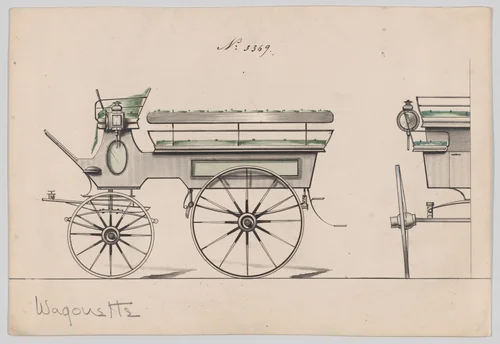 Design for Omnibus or Wagonette, no. 3369 by Brewster & Co., drawing, 1877