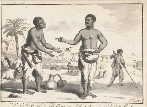 Mannen van de stam der Bellales op Ceylon by Jean Covitré, drawing, 1744-1765