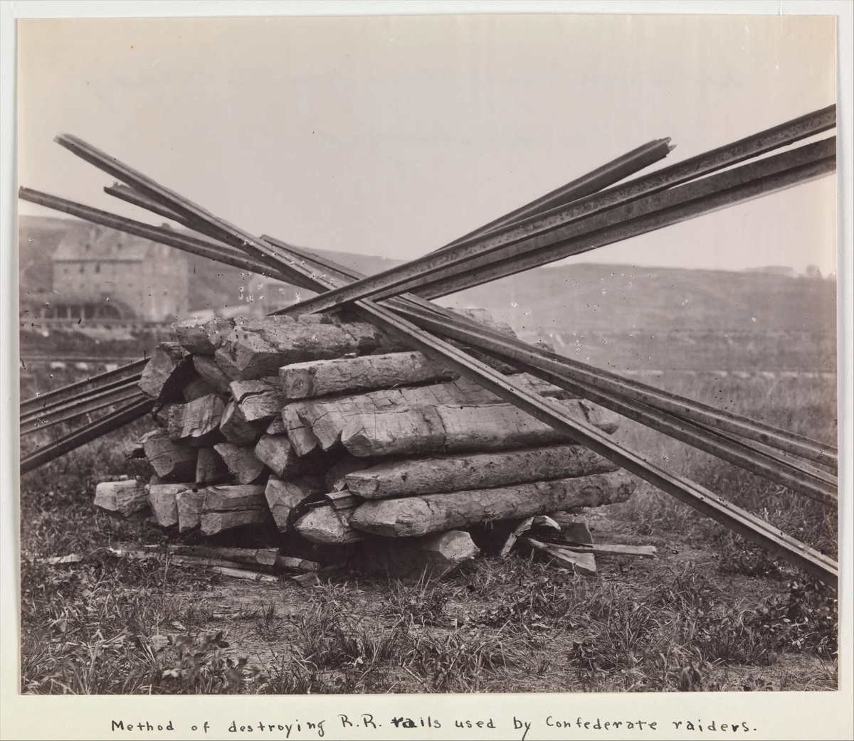 Confederate Method of Destroying Rail Roads at McCloud Mill, Virginia by Andrew Joseph Russell, photograph, 1863