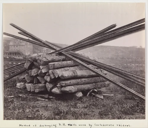 Confederate Method of Destroying Rail Roads at McCloud Mill, Virginia by Andrew Joseph Russell, photograph, 1863