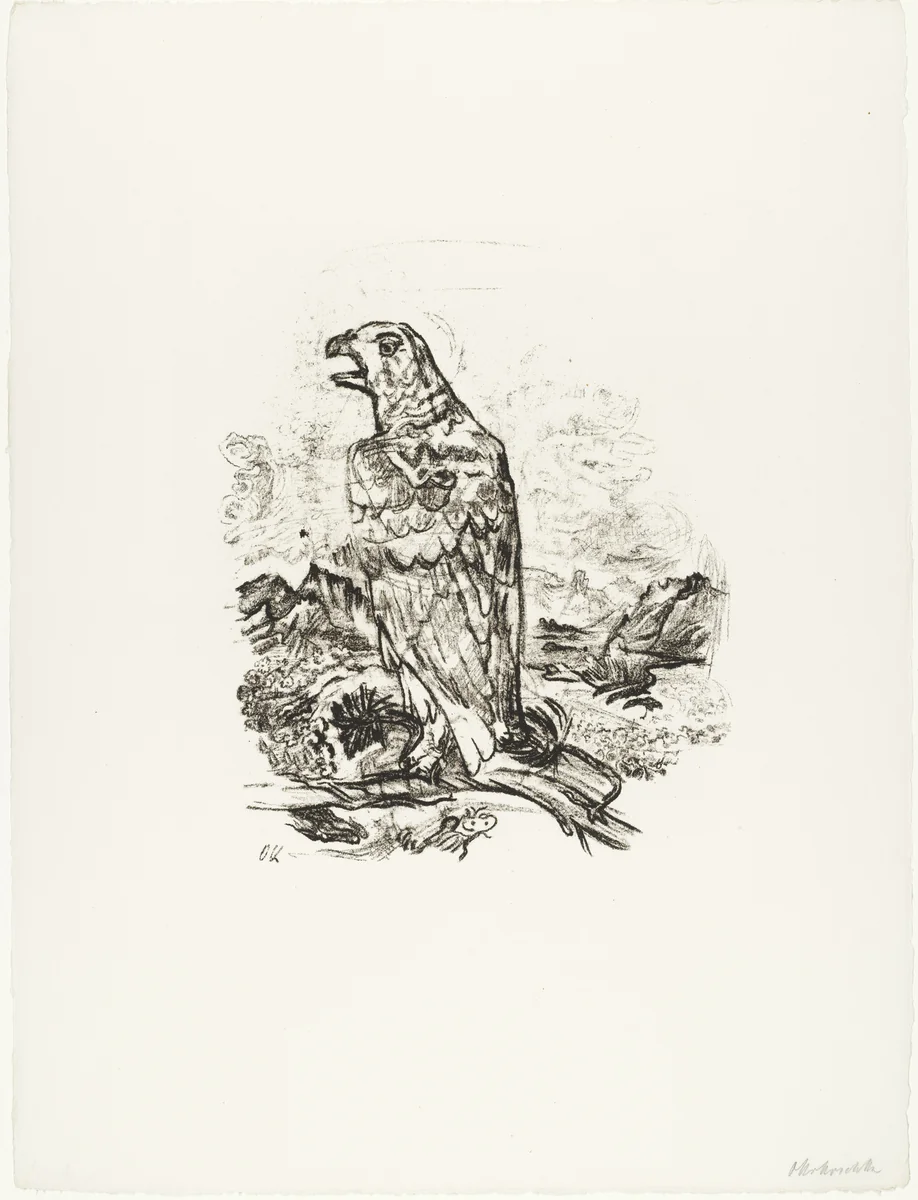 The Eagle ("Blessed are the Dead") [Der Adler ("Selig sind die Toten)] (plate 9) from O Eternity - Thou Word of Thunder (Bach Cantata) [O Ewigkeit - Du Donnerwort (Bachkantate)] by Oskar Kokoschka, print, 1914