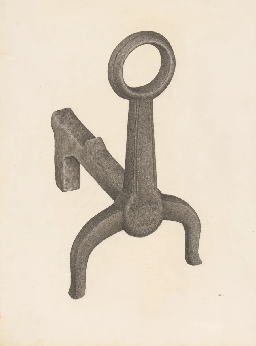 Andiron (one of pair) by Jacob Lipkin, index of american design, 1941