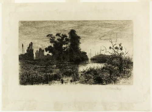On the Schroon — Evening by Stephen Parrish, print, 1880