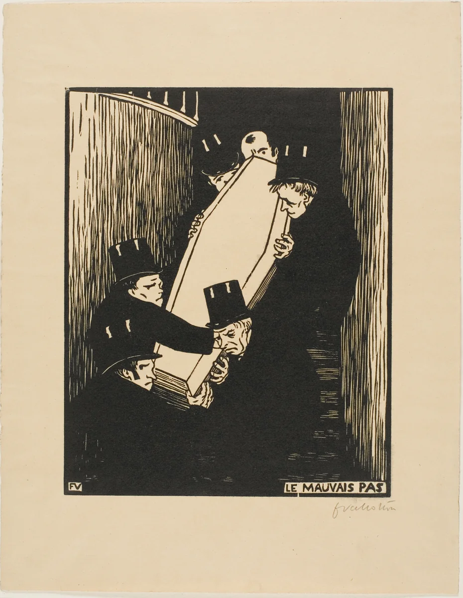 A Tight Corner by Félix Edouard Vallotton, print, 1893