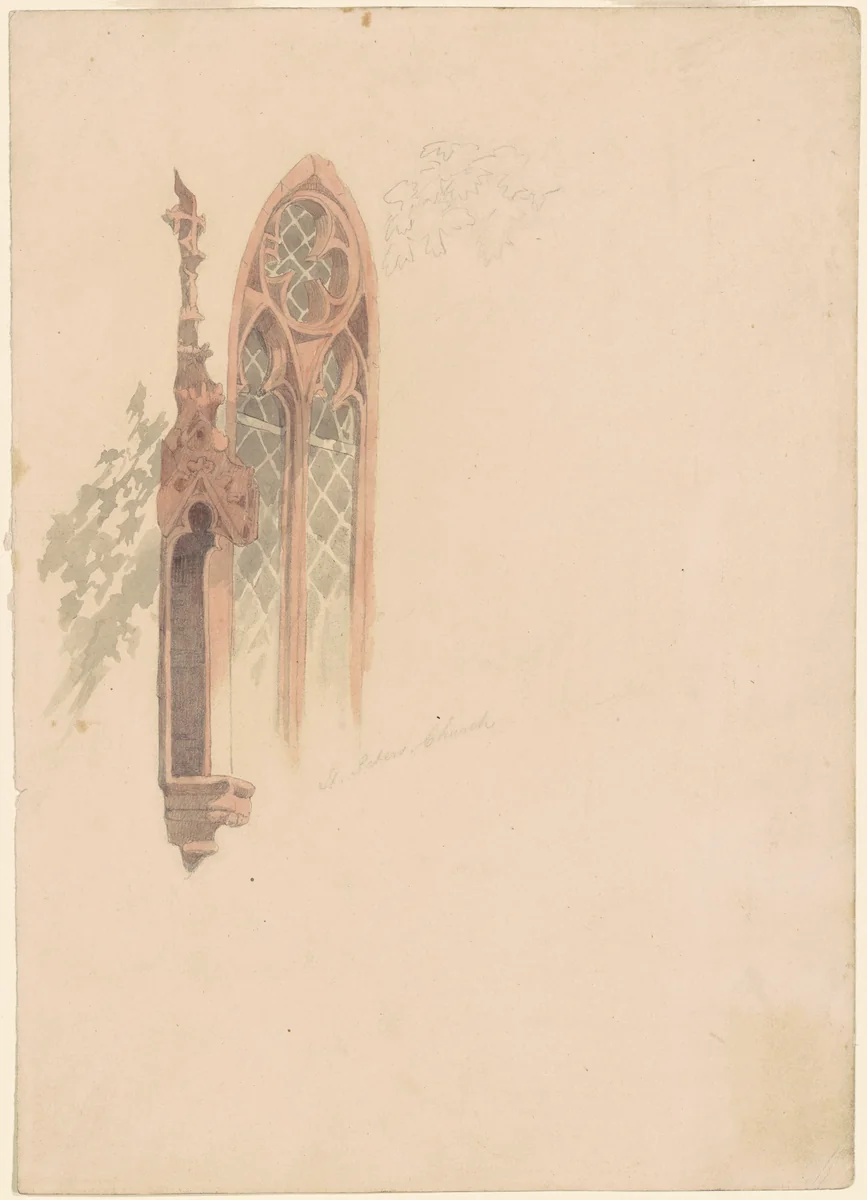 St. Peter's Church by Emanuel Leutze, drawing, 1835-1845