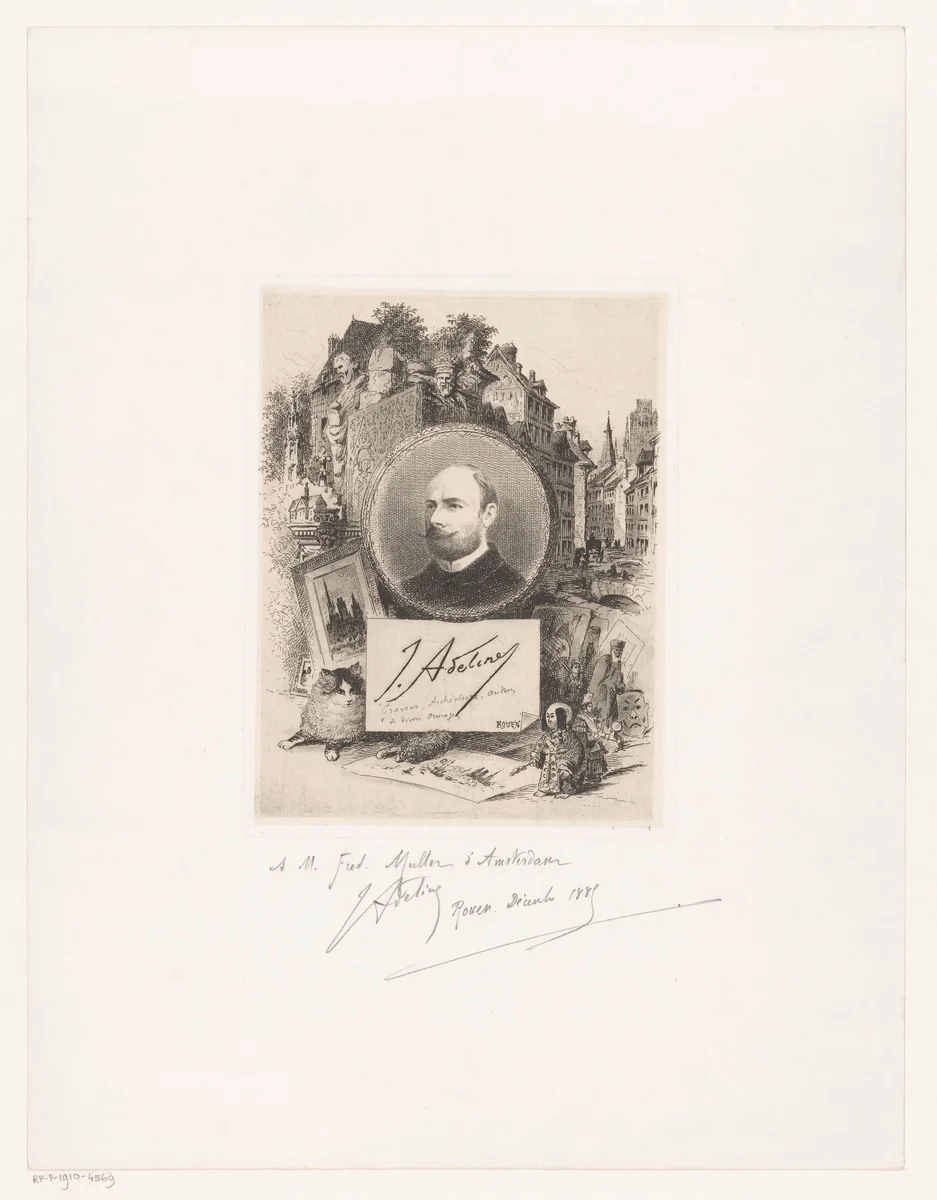 Zelfportret van Jules Adeline by Louis Jules Adeline, print, 1889