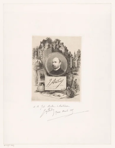 Zelfportret van Jules Adeline by Louis Jules Adeline, print, 1889