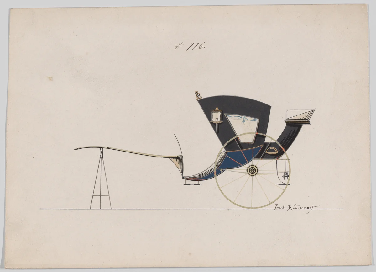 Hansom Cab # 776 by Brewster & Co., drawing, 1860-1870