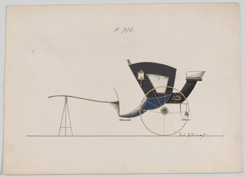Hansom Cab # 776 by Brewster & Co., drawing, 1860-1870