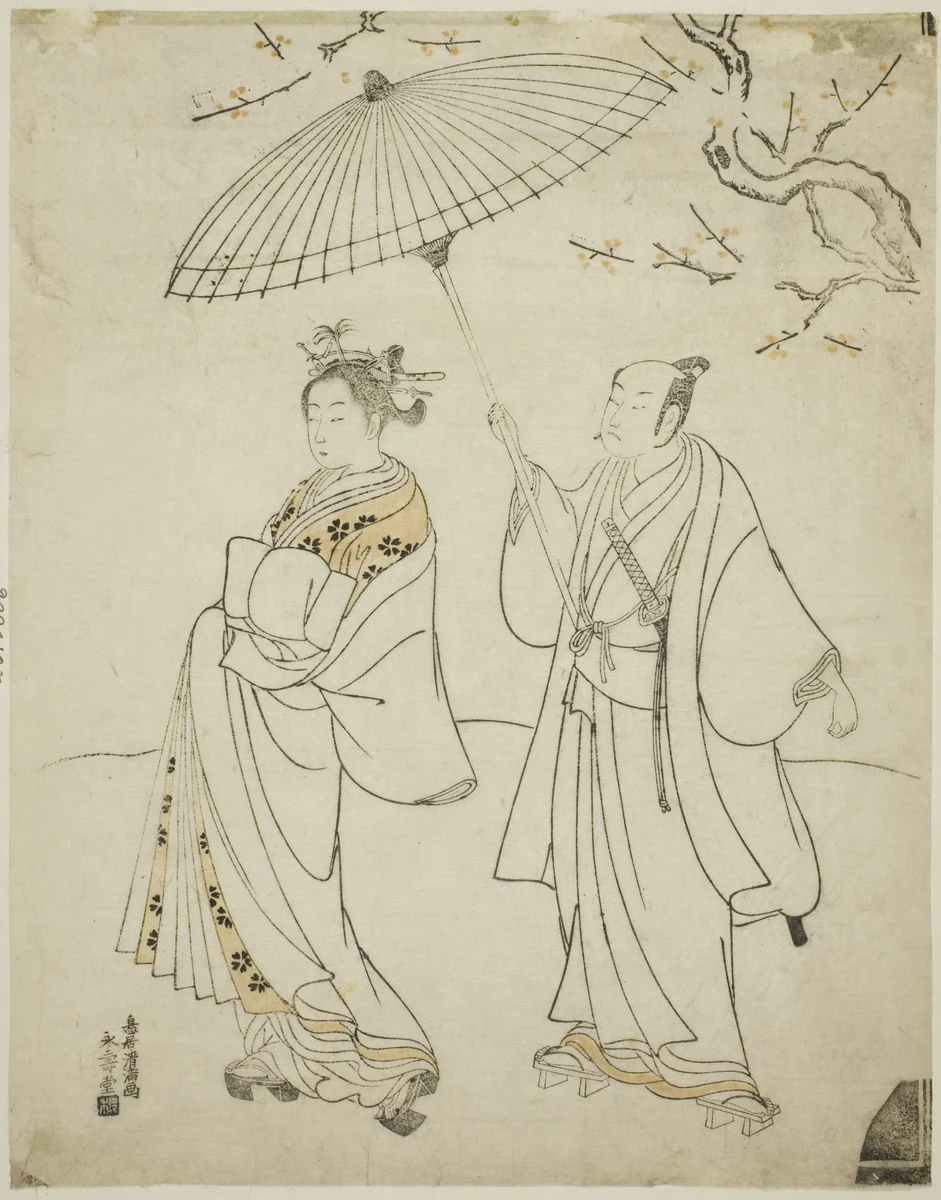 The Actors Ichikawa Komazo I (L) and Nakamura Matsue I (R) by Torii Kiyomitsu I, print, 1765-1775