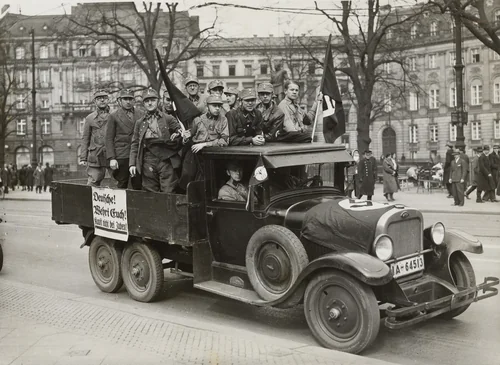 "'Shock Troops' of the Campaign: A Boycott Car" by Times Wide World Photos, photograph, 1933