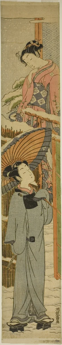 Looking through the Gate by Isoda Koryusai, print, 1766-1776