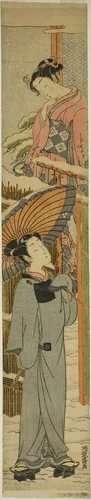 Looking through the Gate by Isoda Koryusai, print, 1766-1776