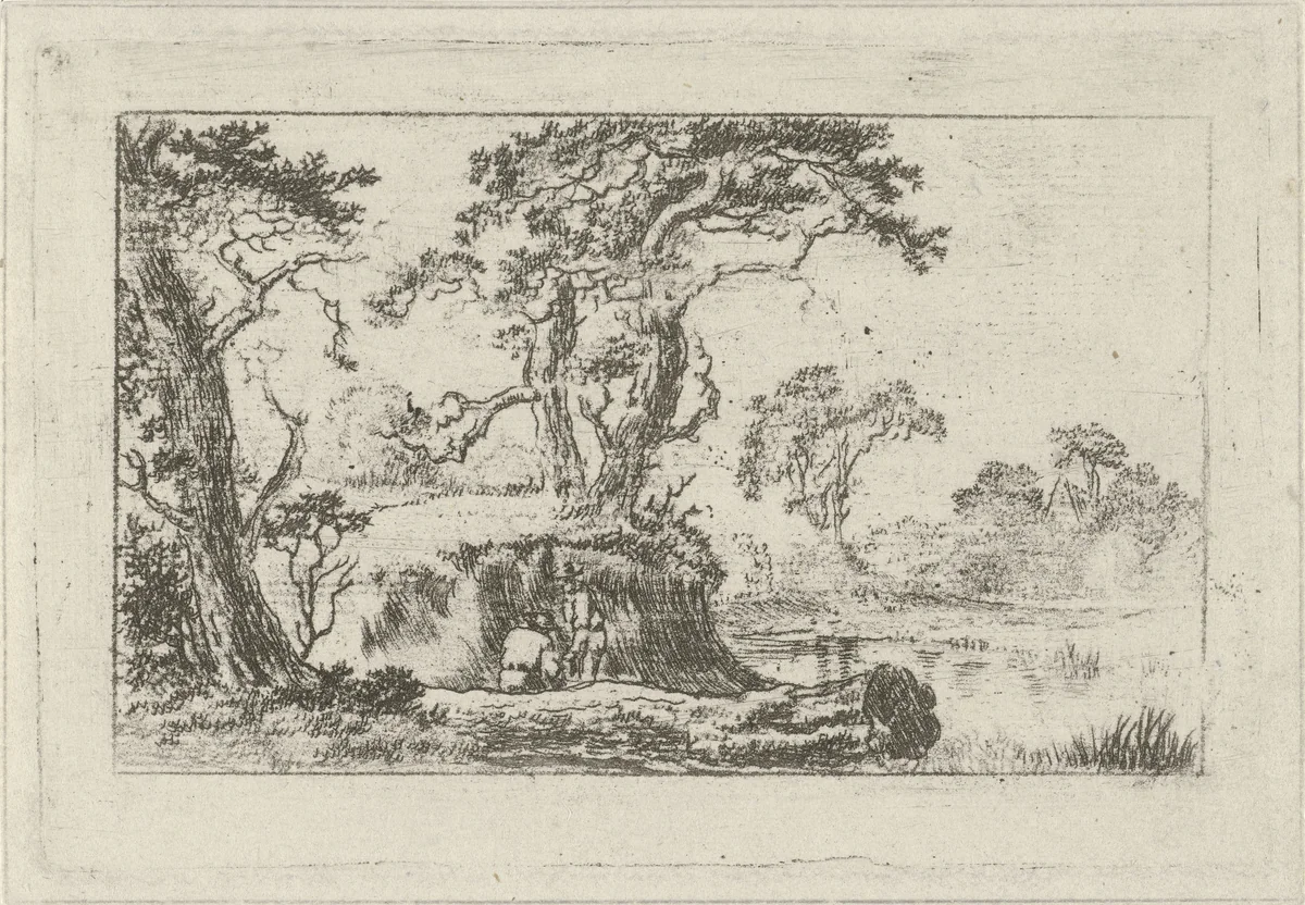 Twee mannen bij een rivier by Hermanus Fock, print, 1781-1822