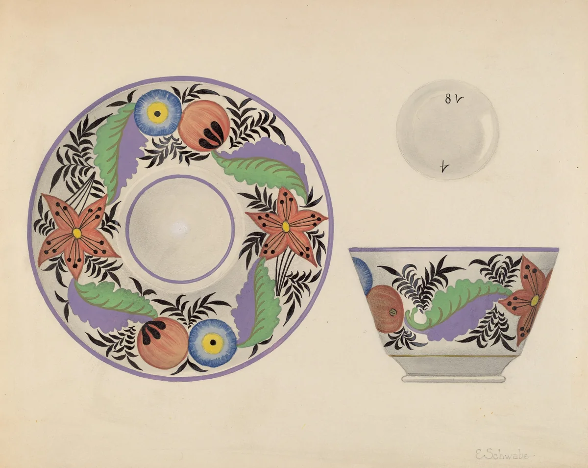 Cup and Saucer by Erwin Schwabe, index of american design, 1936