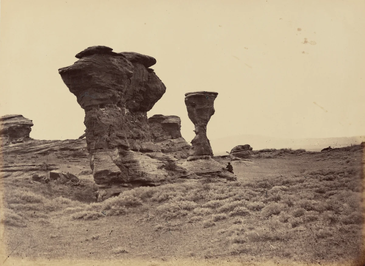 Plate 12. Dial Rock, Red Buttes by Andrew Joseph Russell, photograph, 1869