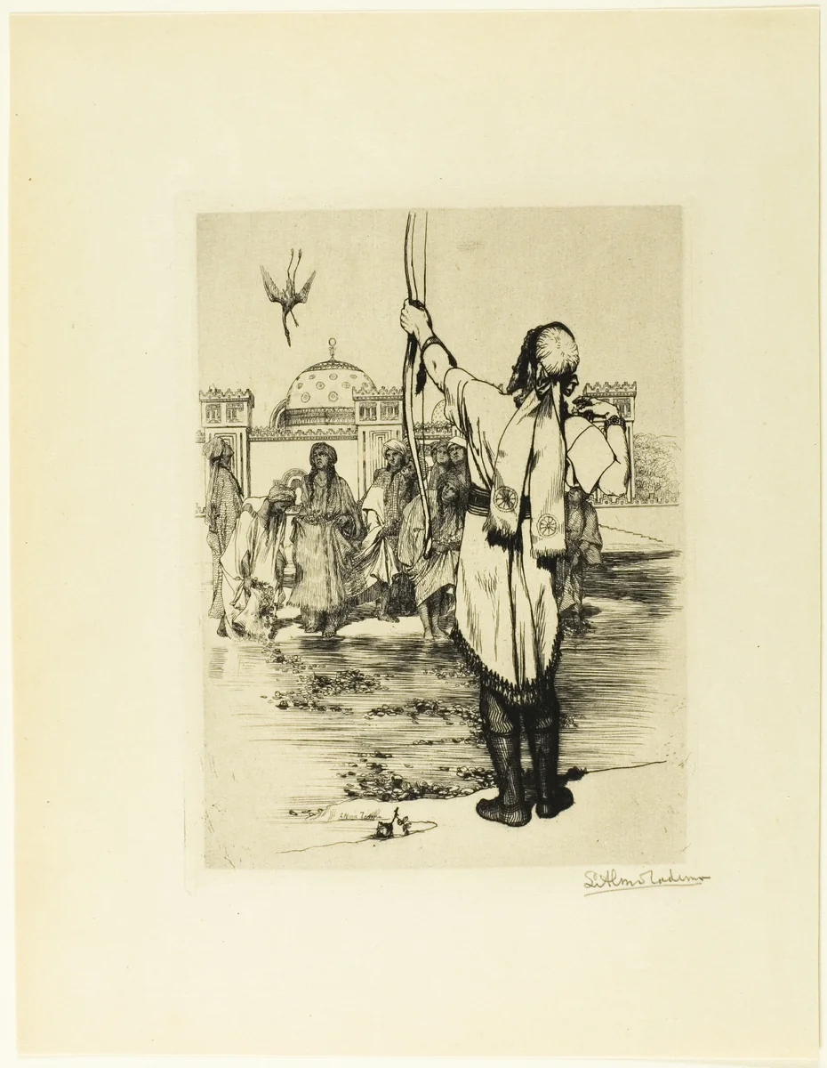 The Bowman, frontispiece from The Epic of Kings, Stories Retold from Firdusi by Sir Lawrence Alma-Tadema, print, 1882