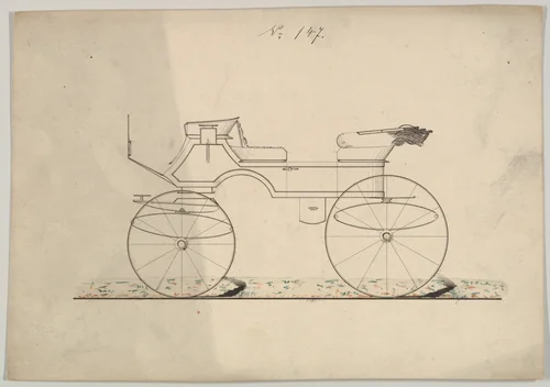 Design for Vis-a-vis/Phaeton, no. 147 by Brewster & Co., drawing, 1850-1874