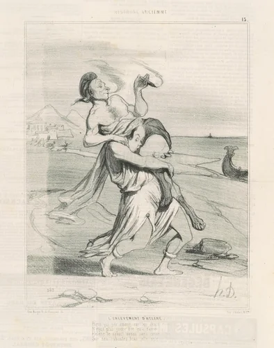 L'enlevement d'Hélène by Honoré Daumier, print, 1842