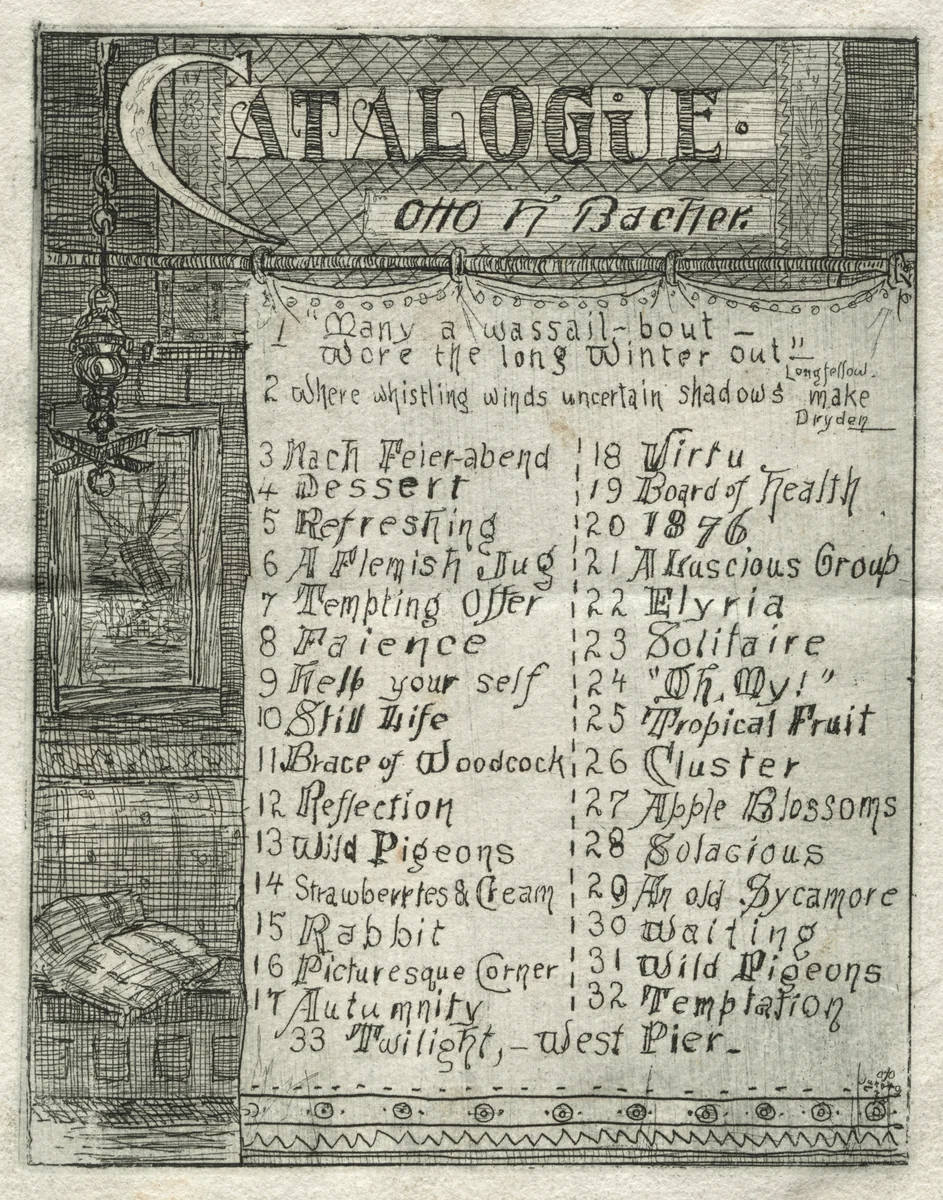 Catalogue by Otto H. Bacher, print, 1878