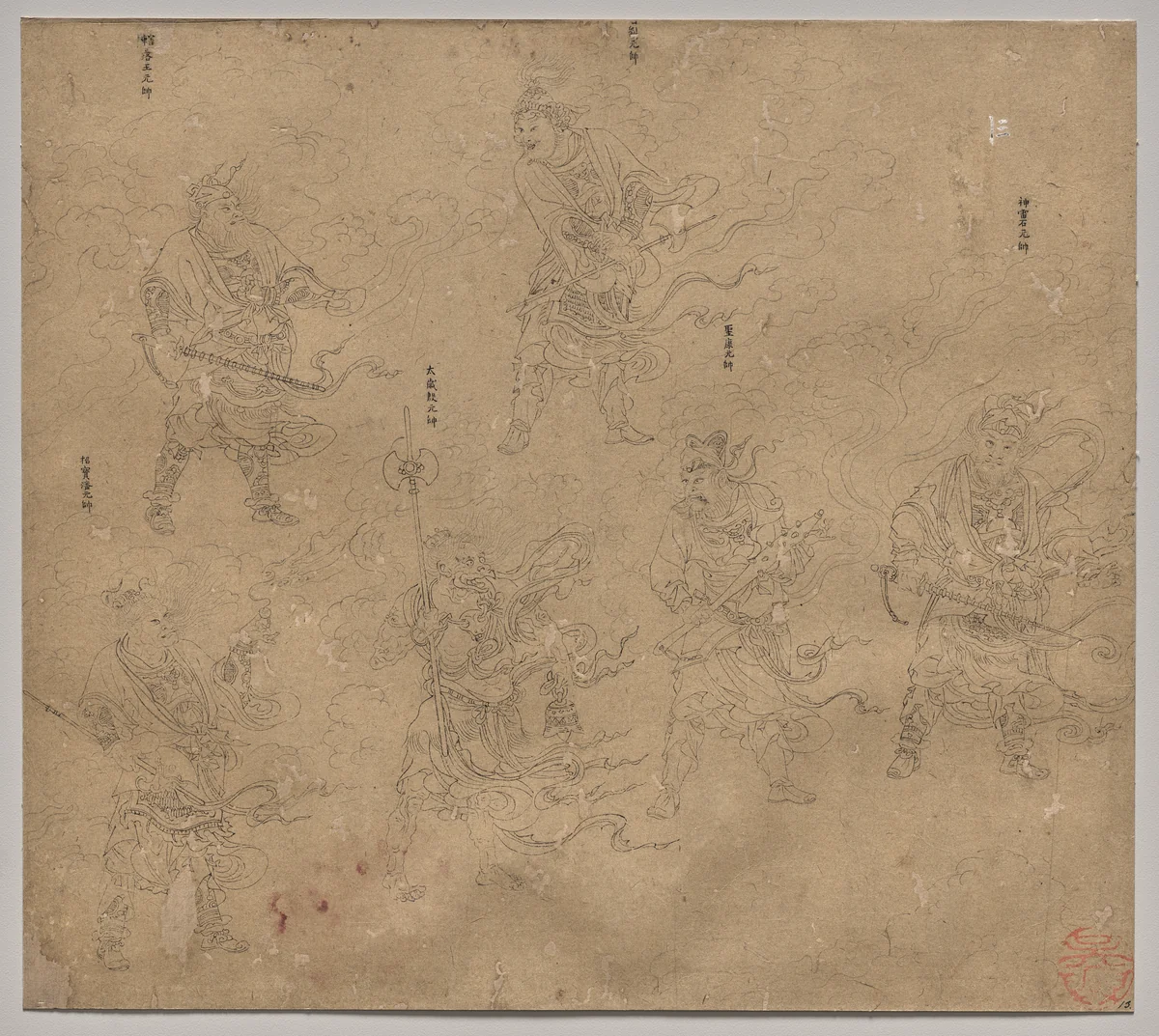 Album of Daoist and Buddhist Themes: Procession of Daoist Deities: Leaf 13 by Unknown, painting, 1200-1299