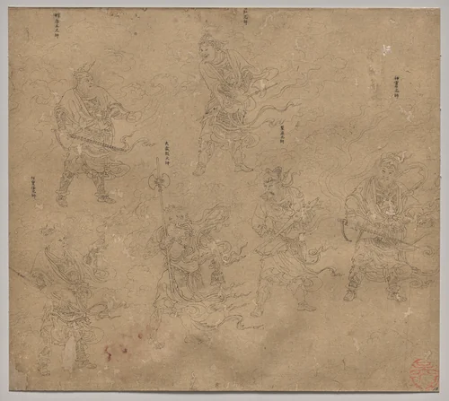 Album of Daoist and Buddhist Themes: Procession of Daoist Deities: Leaf 13 by Unknown, painting, 1200-1299