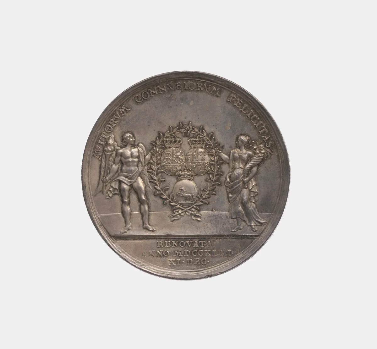 Marriage Prince Frederick (later Frederick V) to Princess Louise of England by Georg Wilhelm Wahl, metalwork, 1743