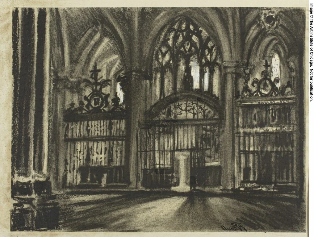 Side Chapels, the Cathedral, Toledo by Joseph Pennell, drawing, 1900-1903