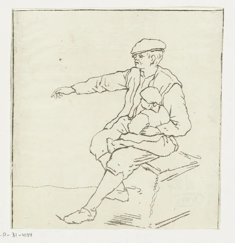 Man met kind by Anthonie van den Bos, print, 1778-1838