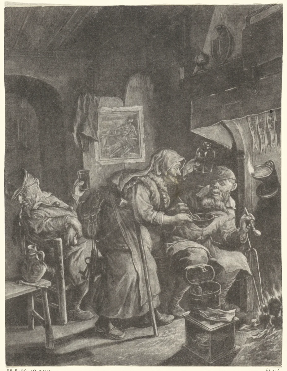 De ouderdom by Cornelis Dusart, print, 1680-1704