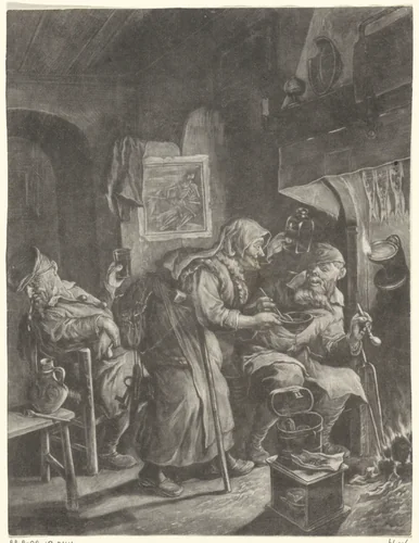 De ouderdom by Cornelis Dusart, print, 1680-1704