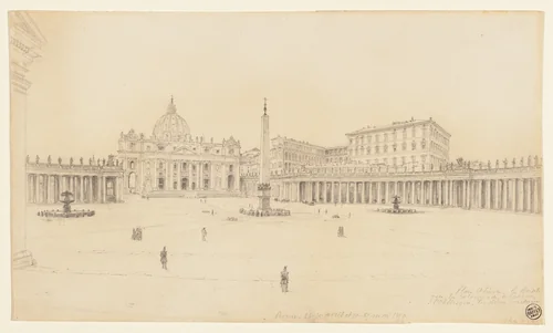 View of St. Peter’s Square, Rome by Auguste Raffet, drawing, 1850