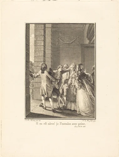 Il en est nâvré, je l'entraine avec peine by Noël Le Mire, Jean-Michel Moreau the Younger, print, 1779