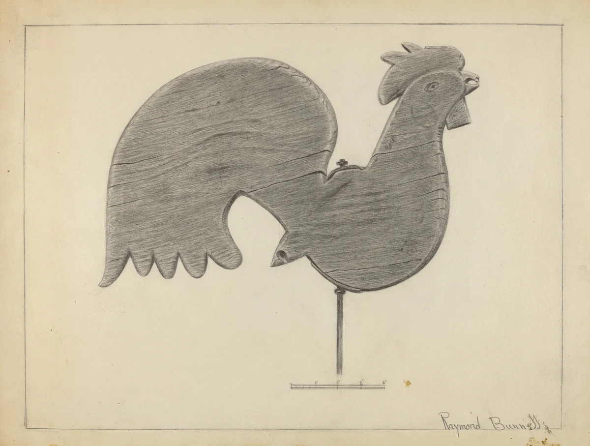 Cock Weather Vane by Burrell, index of american design, 1940