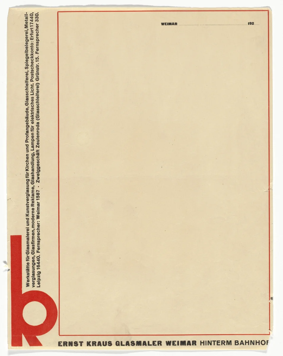 Ernst Kraus letterhead by Herbert Bayer, design, 1922