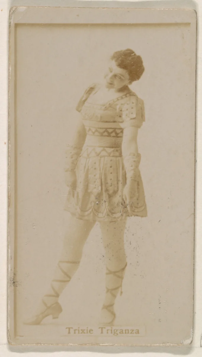 Trixie Triganza, from the Actresses series (N245) issued by Kinney Brothers to promote Sweet Caporal Cigarettes by Kinney Brothers Tobacco Company, photograph, 1890