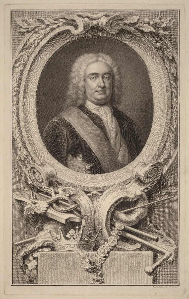 Robert Walpole, 1st Earl of Orford by Jacobus Houbraken, print, 1746