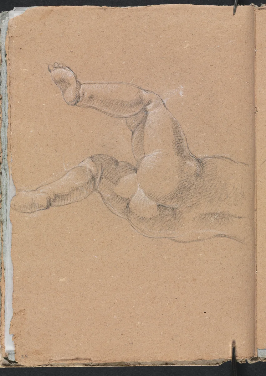 Verona Sketchbook: Putto (lower half of body) (page 24) by Francesco Lorenzi, book, 1760