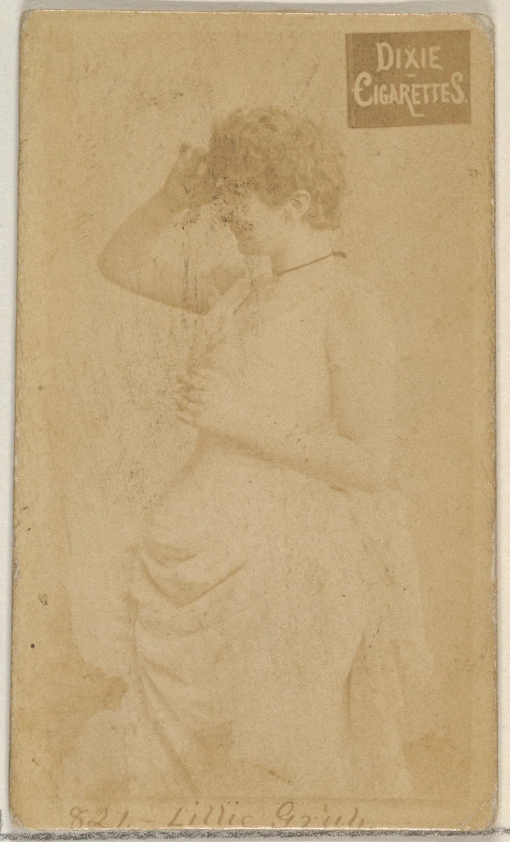 Card 821, Lillie Grub, from the Actors and Actresses series (N45, Type 7) for Dixie Cigarettes by Allen & Ginter, photograph, 1885-1891