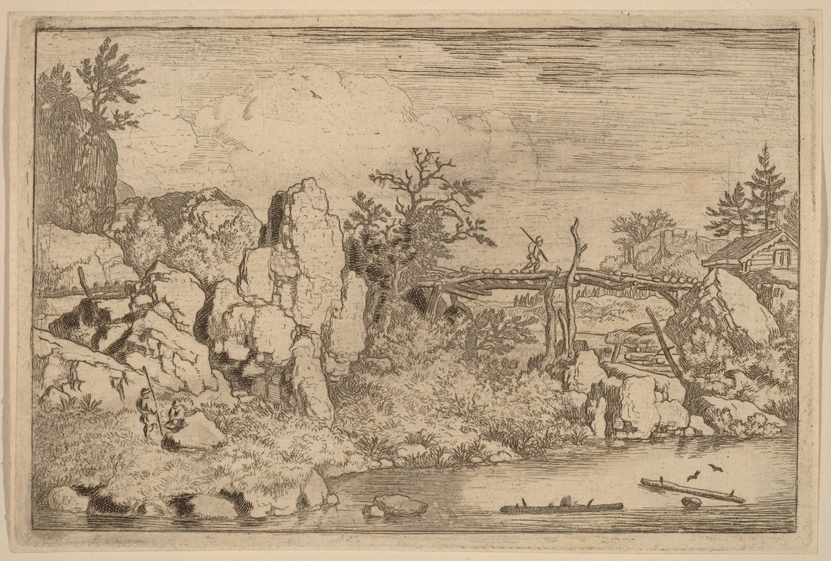 Two Logs in the Water by Allart van Everdingen, print, 1645-1656