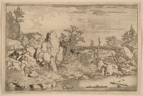 Two Logs in the Water by Allart van Everdingen, print, 1645-1656