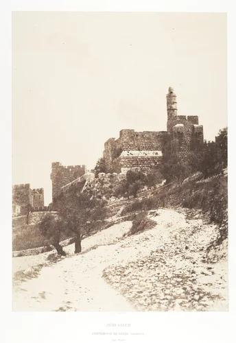 Jérusalem, Forteresse de David (citadelle), Face Ouest by Auguste Salzmann, photograph, 1854-1859