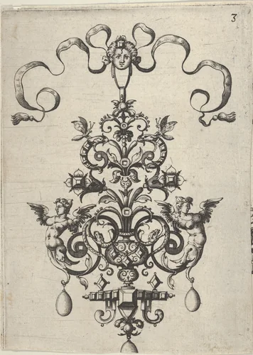 Reverse Copy of Design for a Pendant, from Ars His Myronis Nobilis Effingitus Pagellulis by Paul Birckenhultz, print, 1595-1605