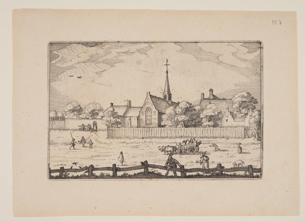 The Leper-House at Haarlem, from Views in the Surroundings of Haarlem (Plaisante Plaetsen) by Claes Jansz Visscher, print, 1610-1620
