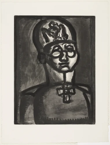 Far from the Smile of Rheims (Loin du sourire de Reims), plate LI from Miserere by Georges Rouault, illustrated book, 1922