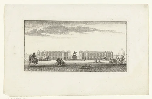 Gezicht op de Place Louis XV te Parijs by Jeanne Françoise Ozanne, print, 1755-1790