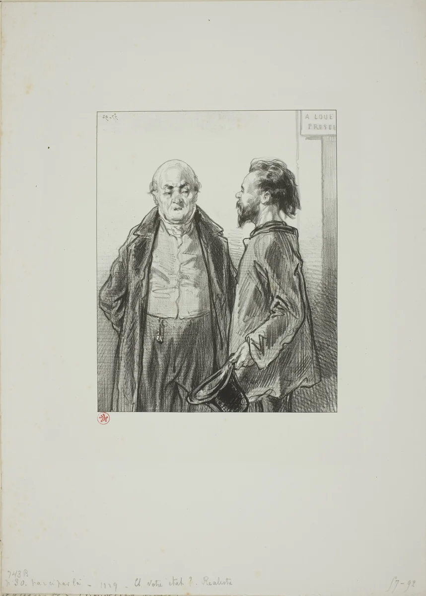 Masks and faces by Paul Gavarni, print, 1857-1858