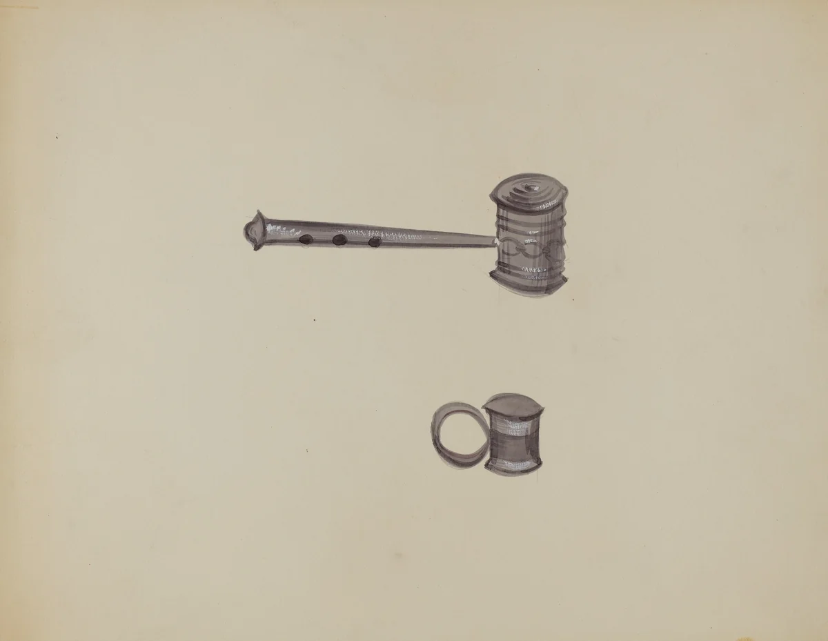 Two Tin Rattles by Raoul Du Bois, index of american design, 1936