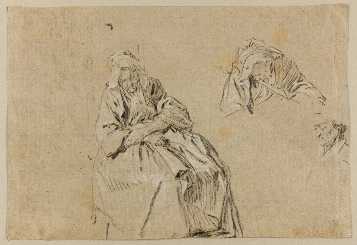 Study for Old Age by Nicolas Lancret, drawing, 1727-1737